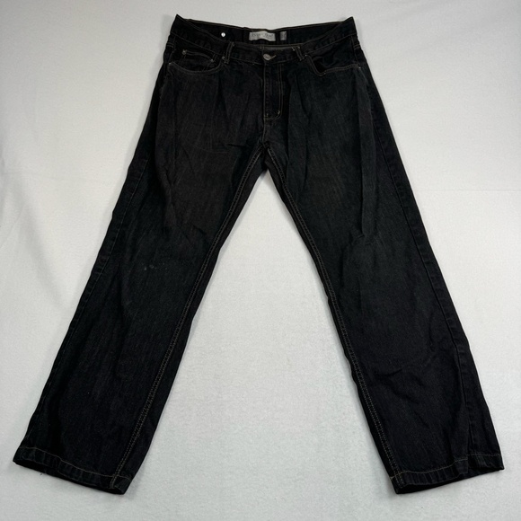 Evolution In Design Straight Leg Jeans Mens Size 38X32 Black High Rise - Picture 2 of 14